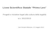 Liceo Scientifico Statale Primo Levi Progetti e iniziative legati alla cultura della legalità a.s. 2012/2013 San Donato Milanese, 22 maggio 2013.