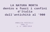 ANNALISA PEPICELLI SANU II a. a. 2009/2010. La Natura Morta nellAntichità (4o-50 d. C.) Ramo con pesche e vaso di vetro; frutta, monete e vaso; ramo.