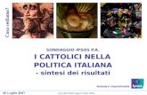 SONDAGGIO IPSOS P.A. I CATTOLICI NELLA POLITICA ITALIANA - sintesi dei risultati Nobodys Unpredictable 26 Luglio 2007 Cosa vediamo? Job 12873IZ00 Ipsos.