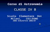Corso di Astronomia CLASSE IV B Scuola Elementare Don Milani, COLLEGNO ANNO SCOLASTICO 2006/07.