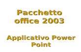 Applicativo Power Point Pacchetto office 2003. Aprire il programma (1) Il programma Power Point serve per creare presentazioni. Si apre dal menu start.