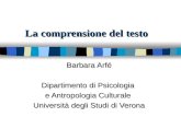 La comprensione del testo Barbara Arfé Dipartimento di Psicologia e Antropologia Culturale Università degli Studi di Verona.