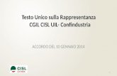 Testo Unico sulla Rappresentanza CGIL CISL UIL- Confindustria ACCORDO DEL 10 GENNAIO 2014 1.