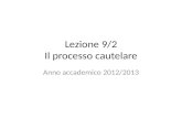 Lezione 9/2 Il processo cautelare Anno accademico 2012/2013.