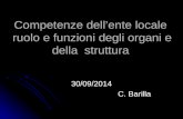 Competenze dell’ente locale ruolo e funzioni degli organi e della struttura 30/09/2014 C. Barilla C. Barilla.