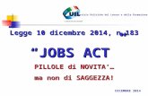 Legge 10 dicembre 2014, n.183 “JOBS ACT” DICEMBRE 2014 Servizio Politiche del Lavoro e della Formazione PILLOLE di NOVITA’… ma non di SAGGEZZA!