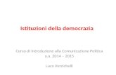 Istituzioni della democrazia Corso di Introduzione alla Comunicazione Politica a.a. 2014 – 2015 Luca Verzichelli.