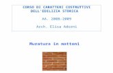 Muratura in mattoni CORSO DI CARATTERI COSTRUTTIVI DELL’EDILIZIA STORICA AA. 2008-2009 Arch. Elisa Adorni.