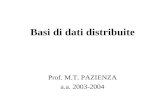Basi di dati distribuite Prof. M.T. PAZIENZA a.a. 2003-2004