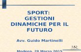 1 SPORT: GESTIONI DINAMICHE PER IL FUTURO Avv. Guido Martinelli Modena, 28 Marzo 2015.