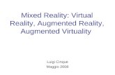 Mixed Reality: Virtual Reality, Augmented Reality, Augmented Virtuality Luigi Cinque Maggio 2008
