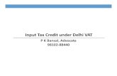 Input Tax credit under Delhi VAT