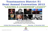 IPMA Key Note "Leaving a Leadership Legacy" for Toastmasters International Malaysia - 17 Nov 2012