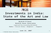Investments In  India   State Fo  Art And  Law