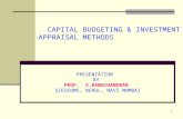 Capital budjeting  & appraisal methods