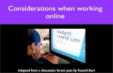 Considerations when working online