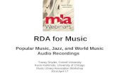 Snyder Kishimoto: RDA for Music: Popular Music, Jazz, and World Music Audio Recordings