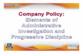 Company Policy: Elements of Administrative Investigation and Progressive Discipline