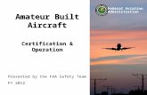 Certification Operation of Experimental Amateur Built