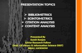 Bibliometrics, Scitometrics, Citation analysis, Content analysis