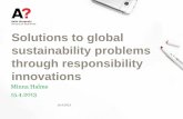 Minna Halme: Solutions to Global Sustainability Problems through Responsibility Innovations