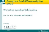 Pagina 1 Congres bedrijfsopvolging 2012 Workshop overdrachtsbelasting mr. dr. Y.E. Gassler MRE MRICS 29 juni 2012.