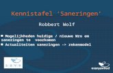 Kennistafel ‘Saneringen’ Robbert Wolf  Mogelijkheden huidige / nieuwe Wro om saneringen te voorkomen  Actualiteiten saneringen -> rekenmodel.