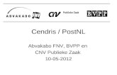 Cendris / PostNL Abvakabo FNV, BVPP en CNV Publieke Zaak 10-05-2012.