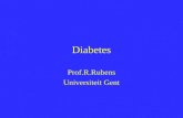 Diabetes Prof.R.Rubens Universiteit Gent. Dieet Diabetes Mellitus Controle energie, eiwit, vet en koolhydraten inname Verdeling van energie en KH over.