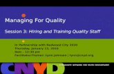 Managing For Quality: Hiring and Training Quality Staff