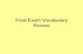 Final exam vocabulary