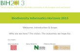 Biodiversity Informatics Horizons 2013 - Introduction and Scope
