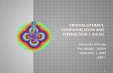 UNIT 1 Critical Literacy, communication and Interaction 1
