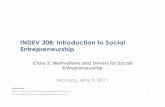 INDEV308 Class 2 - Motivations and Drivers for Social Entrepreneurship