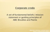 Corporate Credo - Collection of Corporate Strategy, Vision, Corporate Purpose and Delivery Promise