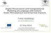 Timo Honkela: Digital Preservation and Computational Modeling of Language and Culture: Some Philosophical and Empirical Aspects