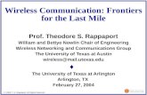 Wireless Communication: Frontiers for the Last Mile
