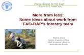 More from less: Some ideas about work from FAO-RAP’s forestry team. By Patrick Durst Senior Forestry Officer FAO Regional Office for Asia and the Pacific