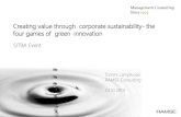 Tommi Lampikoski: Creating value through corporate sustainability - the four games of green innovation