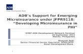 ADB's support for Emerging Microinsurance under JFPR9118: “Developing Microinsurance in PHI”