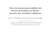 Roch Mongbo: Les modèles nouveaux de tenure forestière au Bénin : Les leçons pour les réformes progressives