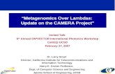 Metagenomics Over Lambdas: Update on the CAMERA Project