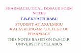 PHARMACEUTICAL DOSAGE FORM NOTES