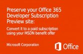 Convert Office 365 Developer Preview to paid subscription using MSDN benefit