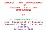 GEOLOGY   AND  HYDROGEOLOGY OF SOLAPUR CITY AND SURROUNDING