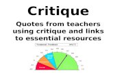 Critique - Quotes, perspectives and useful links