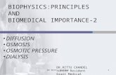 Biophysics -diffusion,osmosis,osmotic pressure,dialysis