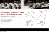 Exchanging Business Cards Before the Next Disaster