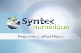 Programme du collège editeurs de syntec numérique