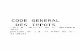 Code Général des impôts Nv decembre 2012 Sénégal